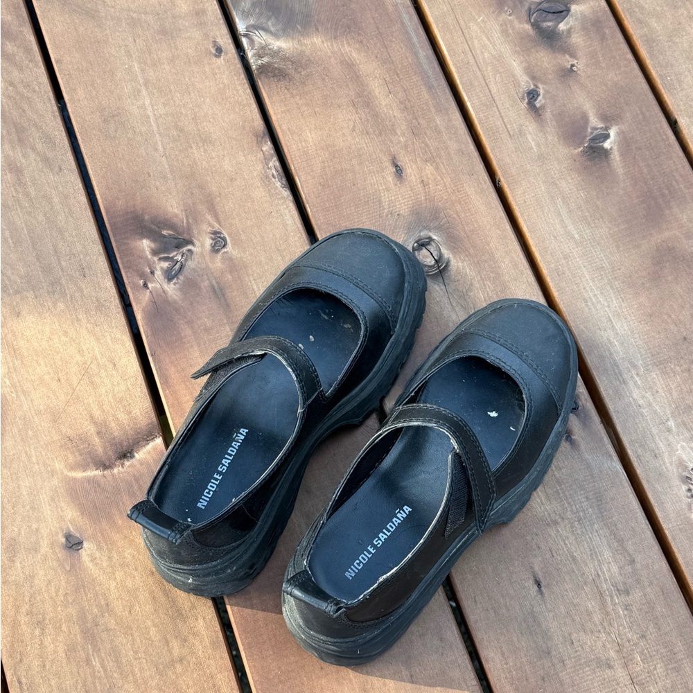 Nicole Saldaña Black Mary Jane Platform Shoes